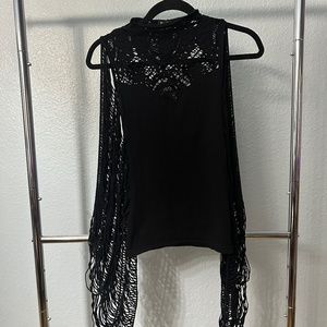 Black Bebe Street Top with Bell Sleeves Size Small